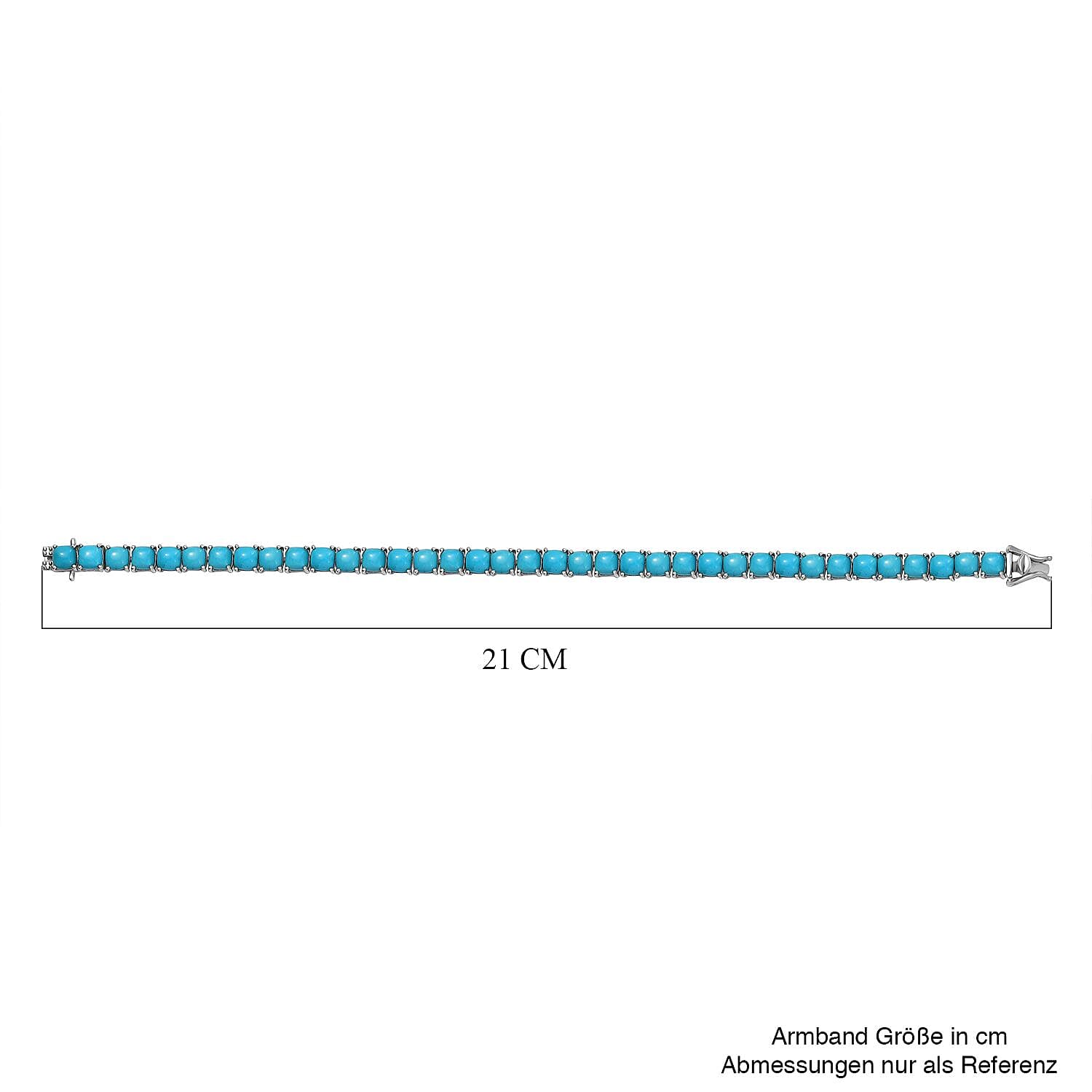 Sleeping Beauty Turquoise 20.40 ctw Bracelet in Rhodium Over Sterling Silver (8.0 In)