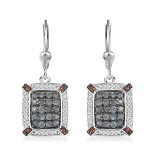 Doorbuster Premium Narsipatnam Alexandrite, White and Coffee Zircon 1.65 ctw Art Deco Earrings in Rhodium Over Sterling Silver