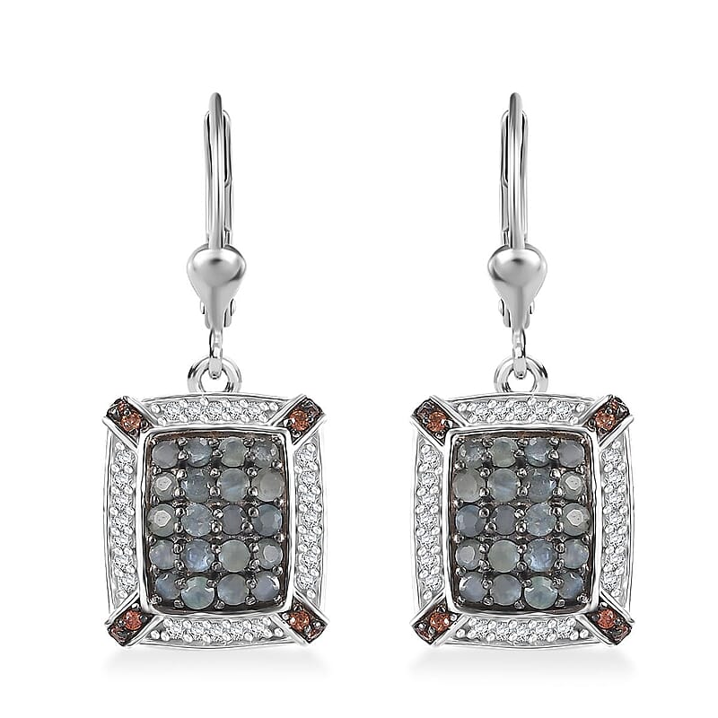 D'Joy Premium Narsipatnam Alexandrite, White and Coffee Zircon 1.65 ctw Art Deco Earrings in Rhodium Over Sterling Silver