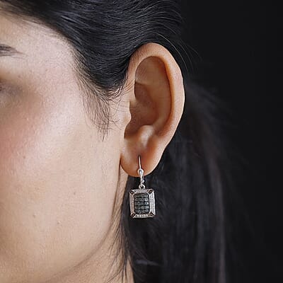D'Joy Premium Narsipatnam Alexandrite, White and Coffee Zircon 1.65 ctw Art Deco Earrings in Rhodium Over Sterling Silver