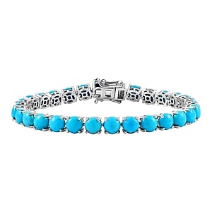 Premium Sleeping Beauty Turquoise 22.80 ctw Bracelet in Rhodium Over Sterling Silver (7.5 In) (12.98 g)