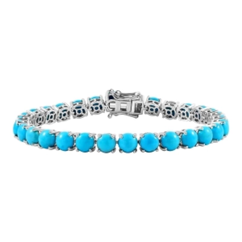 Premium Sleeping Beauty Turquoise 22.80 ctw Bracelet in Rhodium Over Sterling Silver (7.5 In) (12.98 g)