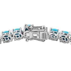 Premium Sleeping Beauty Turquoise 22.80 ctw Bracelet in Rhodium Over Sterling Silver (7.5 In) (12.98 g)