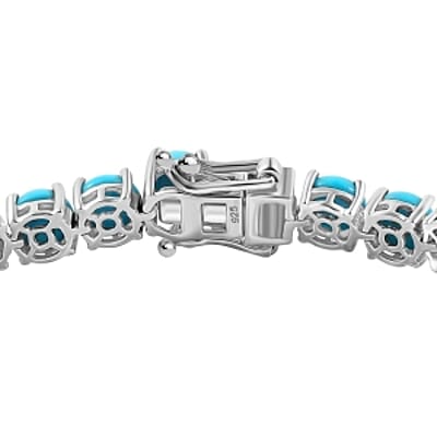 Premium Sleeping Beauty Turquoise 22.80 ctw Bracelet in Rhodium Over Sterling Silver (7.5 In) (12.98 g)
