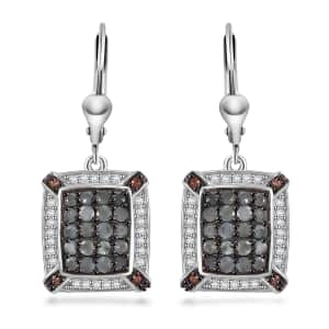 Premium Narsipatnam Alexandrite, White and Coffee Zircon 1.65 ctw Art Deco Earrings in Rhodium Over Sterling Silver