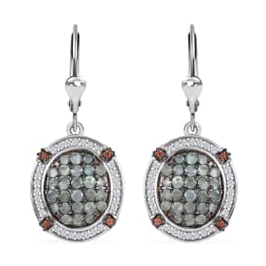 Premium Narsipatnam Alexandrite, White and Coffee Zircon 2.15 ctw Art Deco Earrings in Rhodium Over Sterling Silver