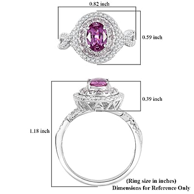 Certified & Appraised Luxoro AAA Pink Sapphire, I2 Natural Pink and White Diamond 1.77 ctw Ring in 14K White Gold (Size 7.0) 4.70 Grams