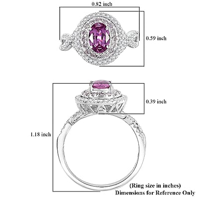 Certified & Appraised Luxoro AAA Pink Sapphire, I2 Natural Pink and White Diamond 1.77 ctw Ring in 14K White Gold (Size 8.0) 4.70 Grams