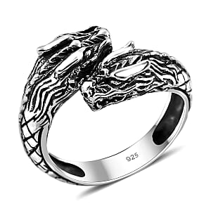 Bali Legacy Dragon Bypass Ring in Sterling Silver (Size 11.0) 6.35 Grams