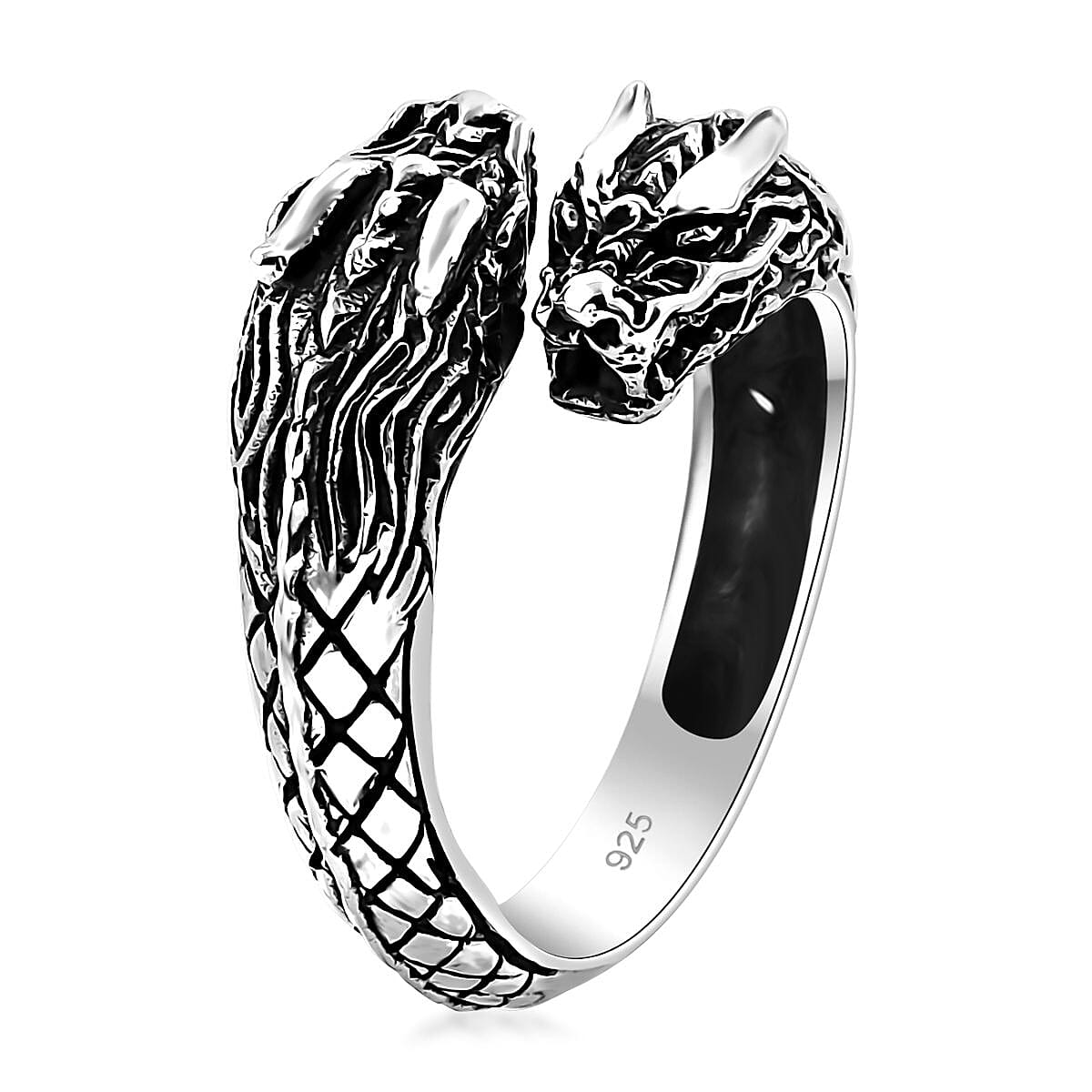 Bali Legacy Dragon Bypass Ring in Sterling Silver (Size 11.0) 6.35 Grams image number 3