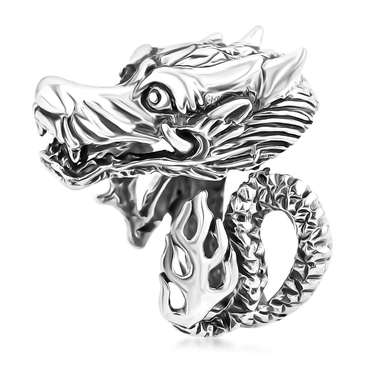 Bali Legacy Dragon Men's Ring in Sterling Silver (Size 10.0) 19 Grams image number 4