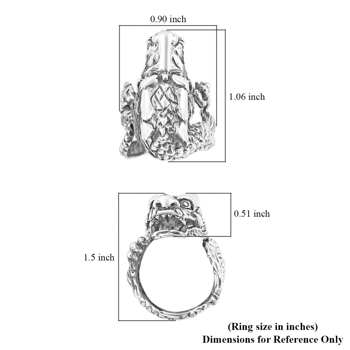 Bali Legacy Dragon Men's Ring in Sterling Silver (Size 10.0) 19 Grams image number 6