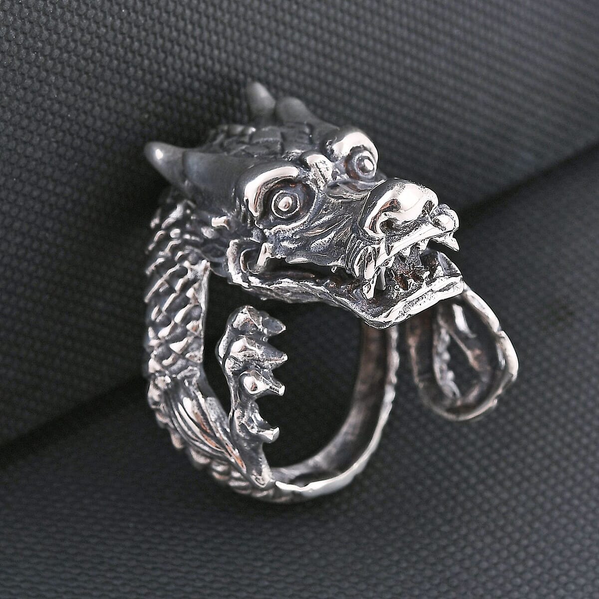 Bali Legacy Dragon Men's Ring in Sterling Silver (Size 9.0) 19 Grams image number 1