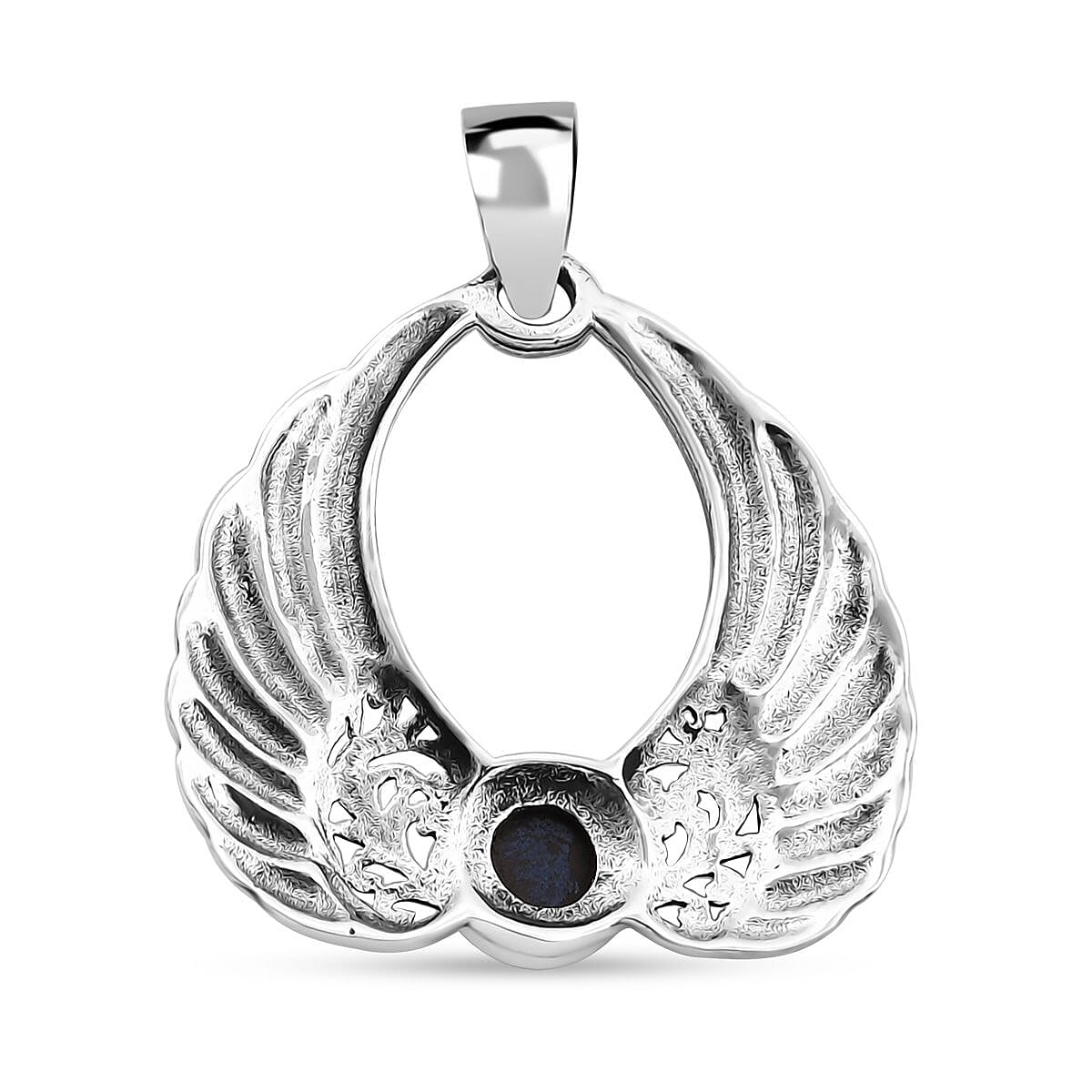 Bali Legacy Blue Star Sapphire (DF) 2.25 ctw Angel Wing Pendant without Chain in Sterling Silver