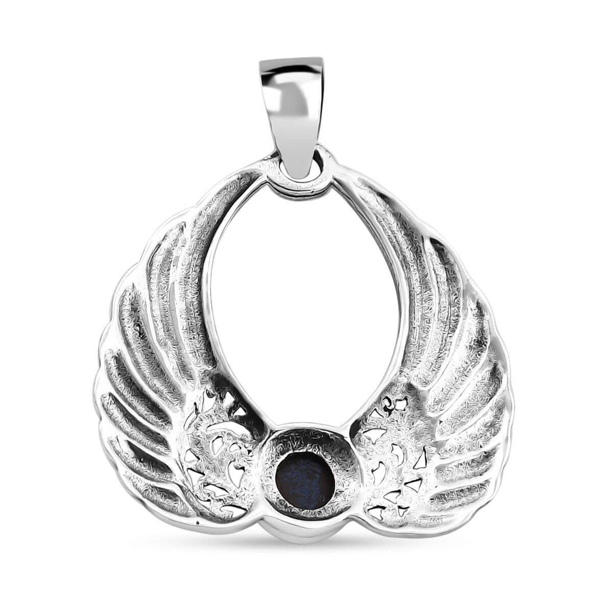 Doorbuster Bali Legacy Blue Star Sapphire (DF) 2.25 ctw Angel Wing Pendant in Sterling Silver image number 4