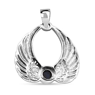 Bali Legacy Blue Star Sapphire (DF) 2.25 ctw Angel Wing Pendant without Chain in Sterling Silver