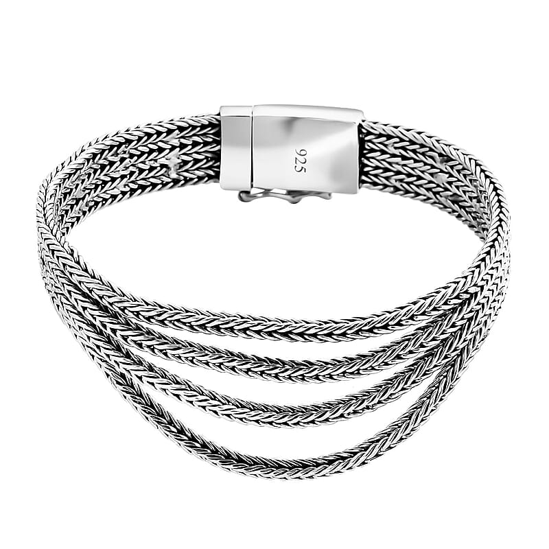 Bali Legacy Multi-Row Bracelet in Sterling Silver (6.50 In) 29.45 Grams