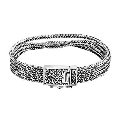 Bali Legacy Multi-Row Bracelet in Sterling Silver (6.50 In) 29.45 Grams