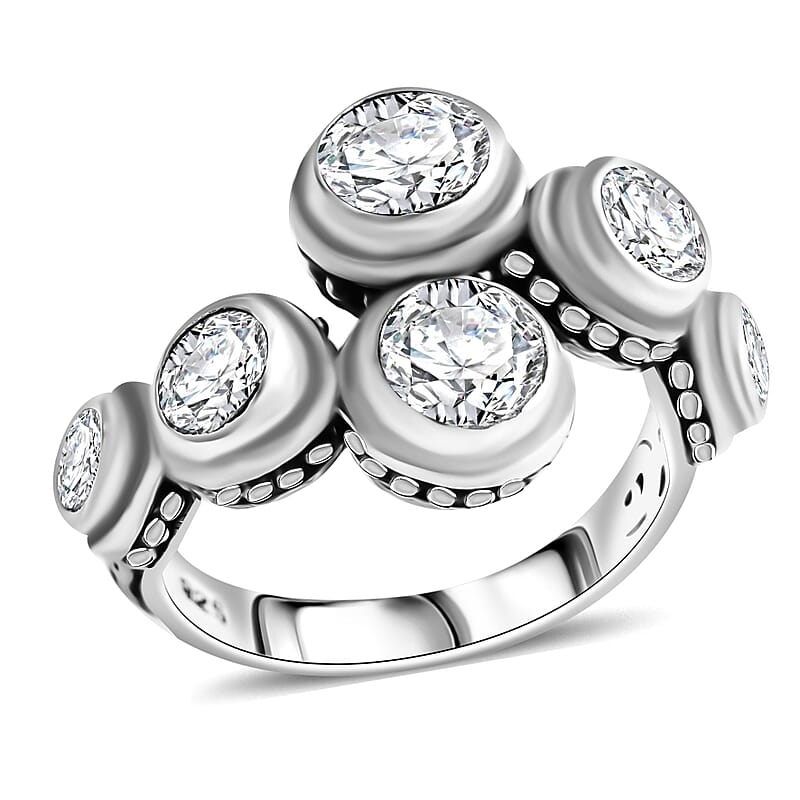 Bali Legacy Moissanite 2.75 ctw Bypass Ring in Sterling Silver (Size 10.0)
