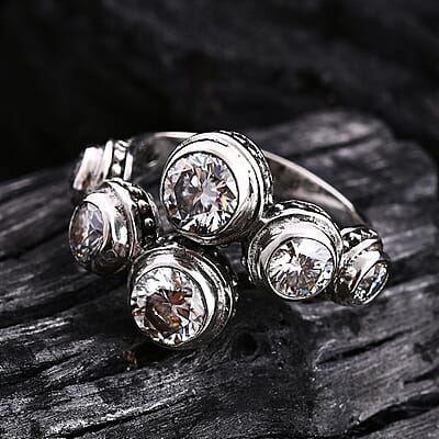 Bali Legacy Moissanite 2.75 ctw Bypass Ring in Sterling Silver (Size 10.0)