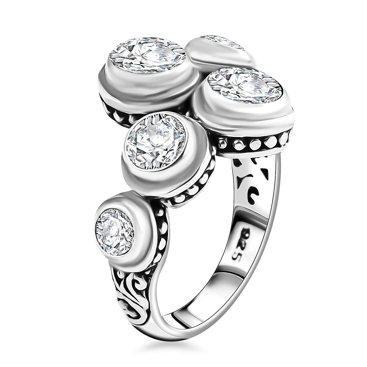 Bali Legacy Moissanite 2.75 ctw Bypass Ring in Sterling Silver (Size 10.0)