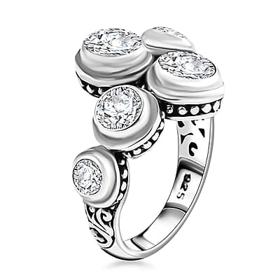Bali Legacy Moissanite 2.75 ctw Bypass Ring in Sterling Silver (Size 10.0)