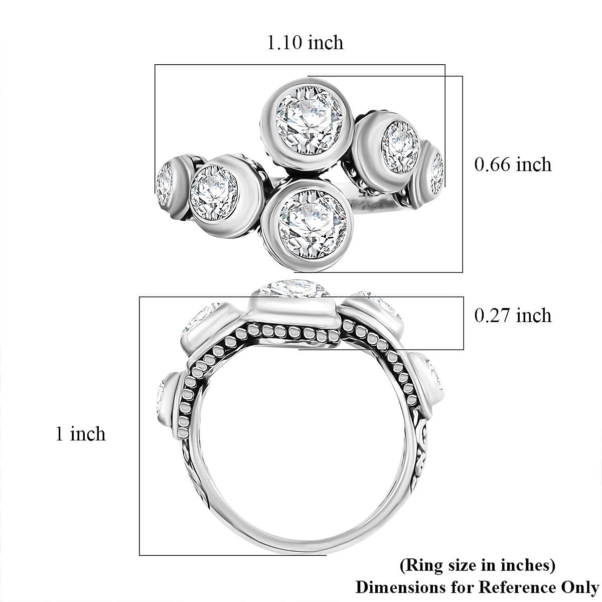 Bali Legacy Moissanite 2.75 ctw Bypass Ring in Sterling Silver (Size 10.0)