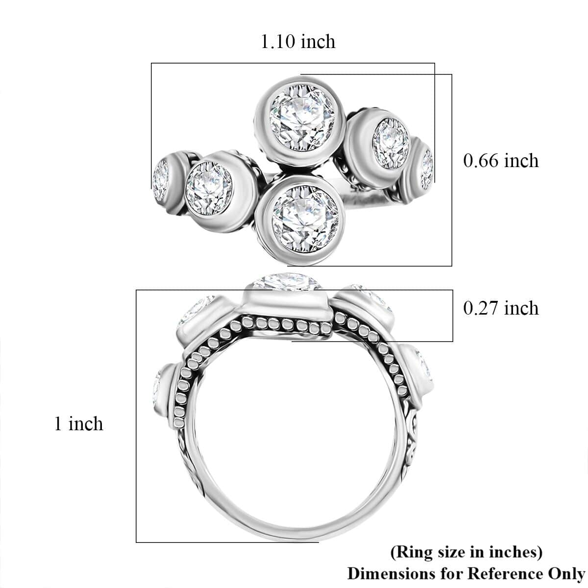 Doorbuster Bali Legacy Moissanite 2.75 ctw Bypass Ring in Sterling Silver (Size 10.0) image number 5