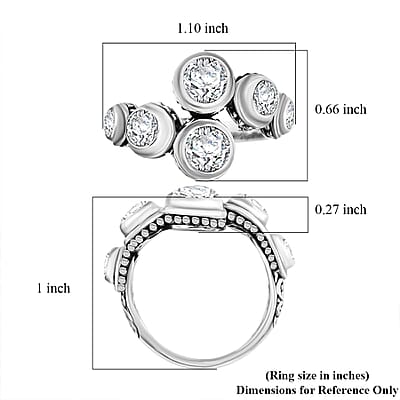 Bali Legacy Moissanite 2.75 ctw Bypass Ring in Sterling Silver (Size 10.0)