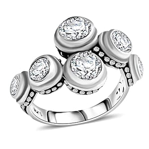 Bali Legacy Moissanite 2.75 ctw Bypass Ring in Sterling Silver (Size 8.0)