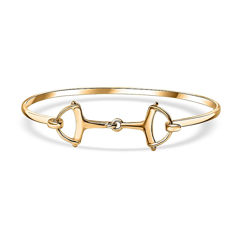D'Joy Snaffle Openable Bangle Bracelet in 18K Vermeil Yellow Gold Over Sterling Silver (7.25 In) 7.97 Grams 