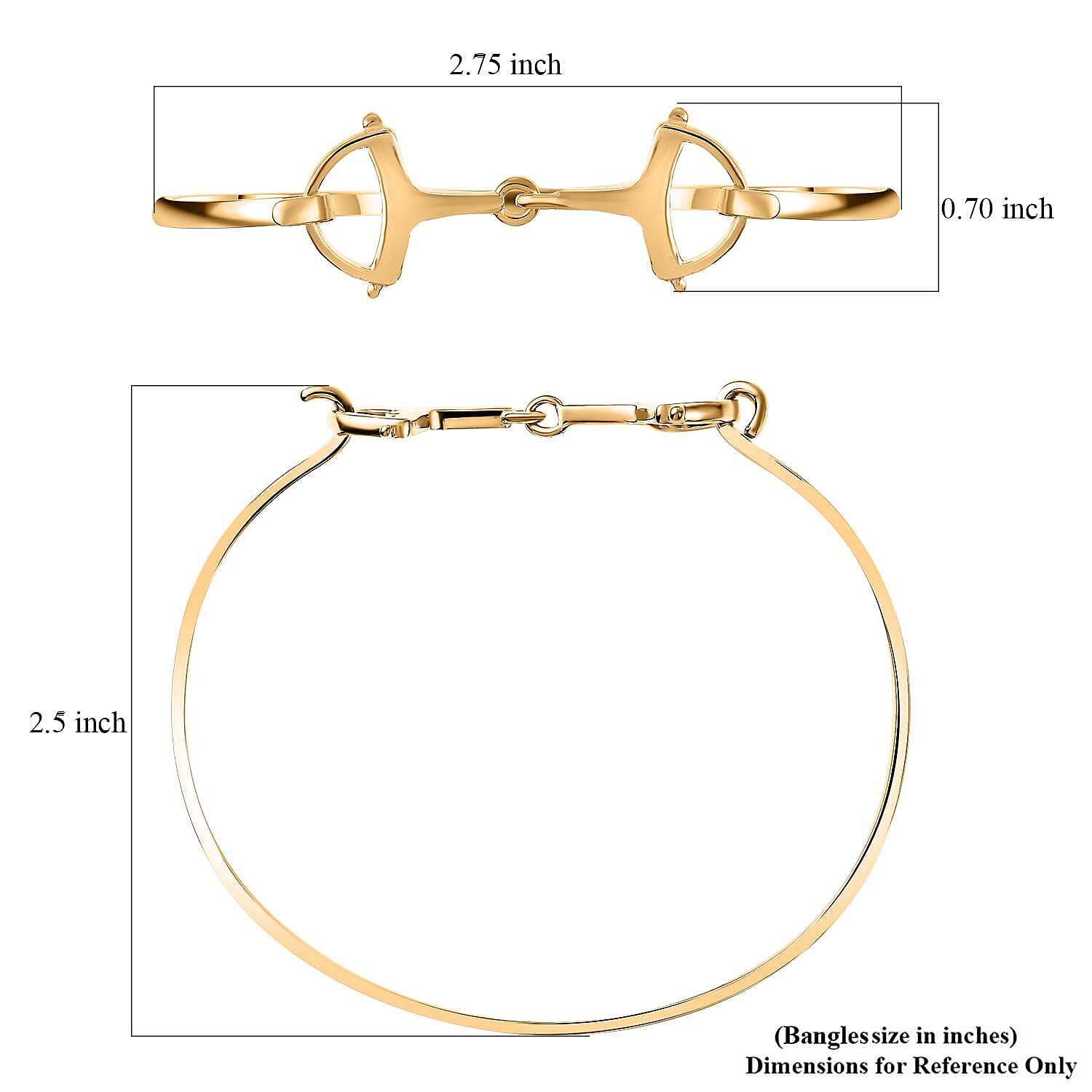 D'Joy Snaffle Openable Bangle Bracelet in 18K Vermeil Yellow Gold Over Sterling Silver (7.25 In) 7.97 Grams 