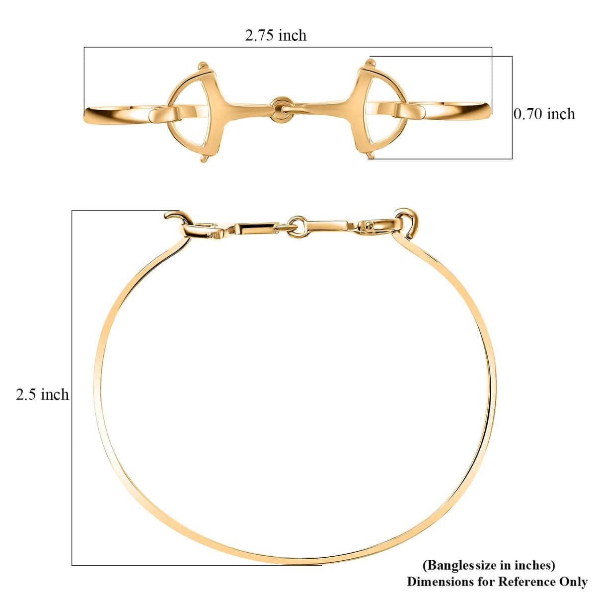 Snaffle Openable Bangle Bracelet in 18K Vermeil Yellow Gold Over Sterling Silver (7.25 In) 7.97 Grams  image number 5