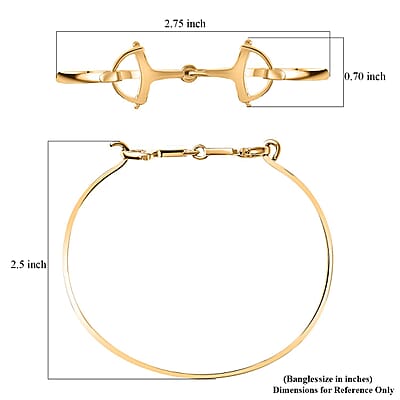 D'Joy Snaffle Openable Bangle Bracelet in 18K Vermeil Yellow Gold Over Sterling Silver (7.25 In) 7.97 Grams 