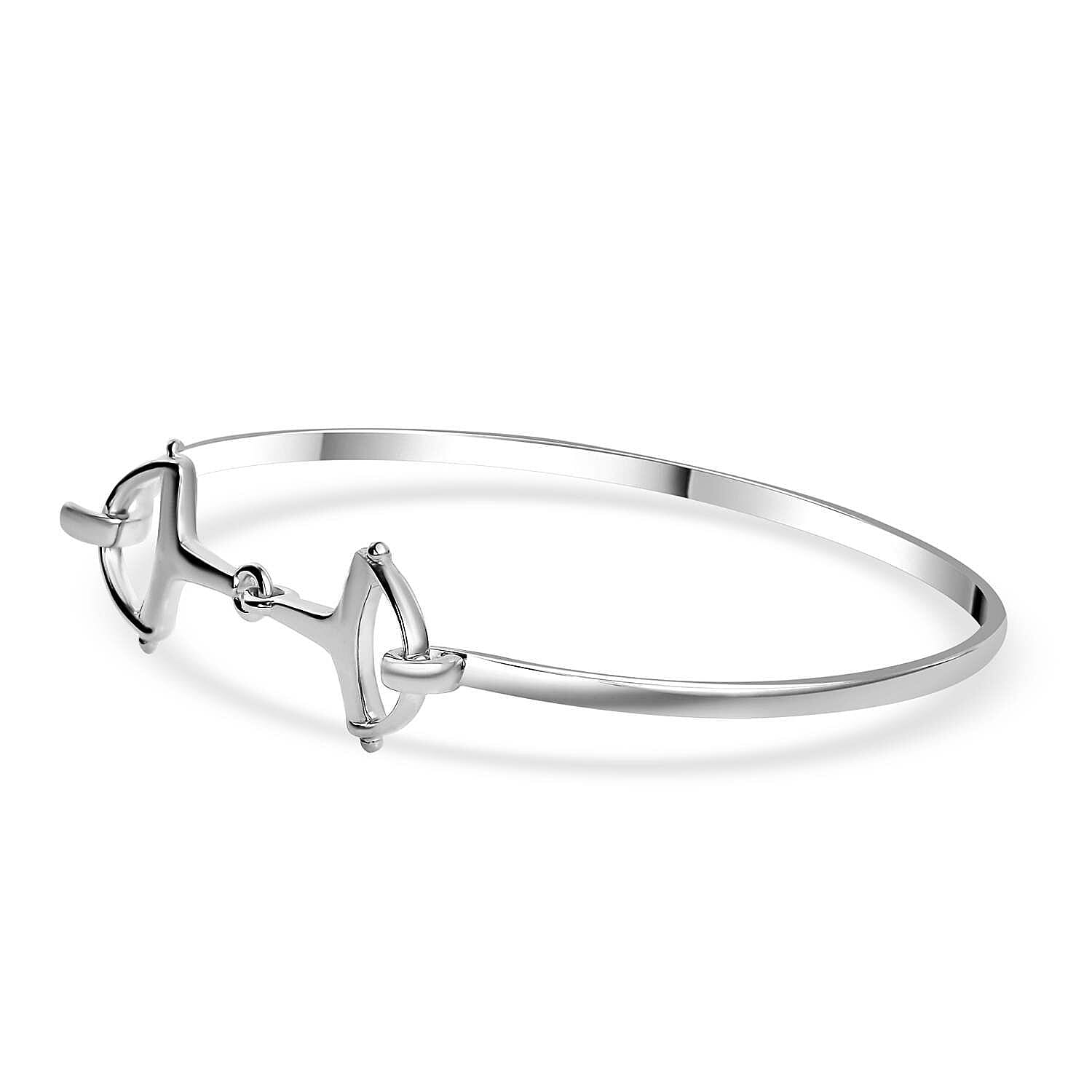 Buy Snaffle Openable Bangle Bracelet in Rhodium Over
