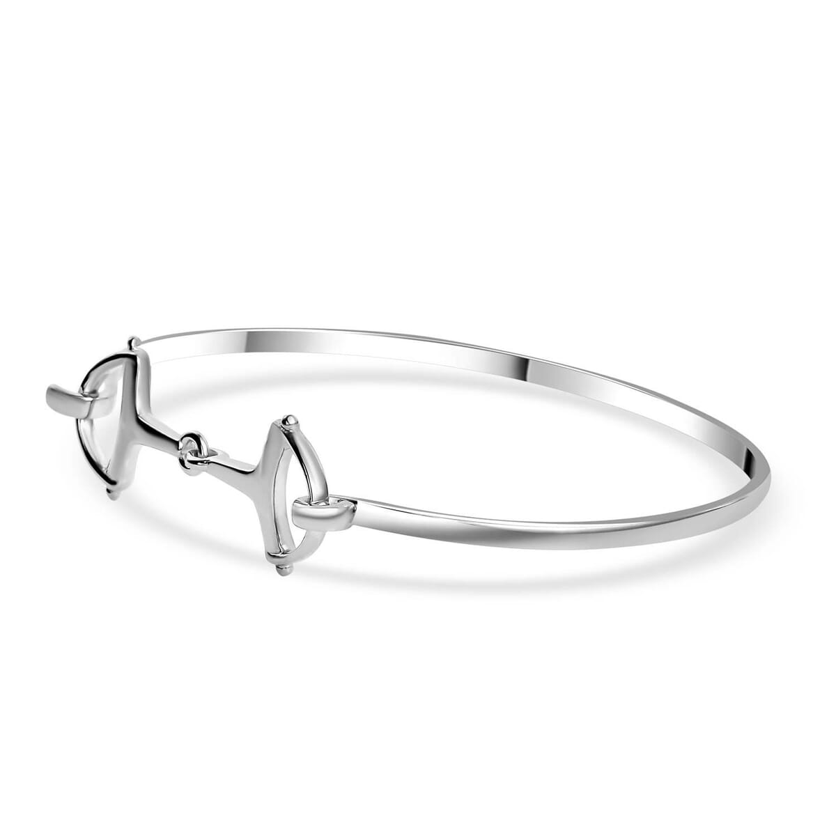 Snaffle Openable Bangle Bracelet in Rhodium Over Sterling Silver (7.25 In) 7.97 Grams image number 3
