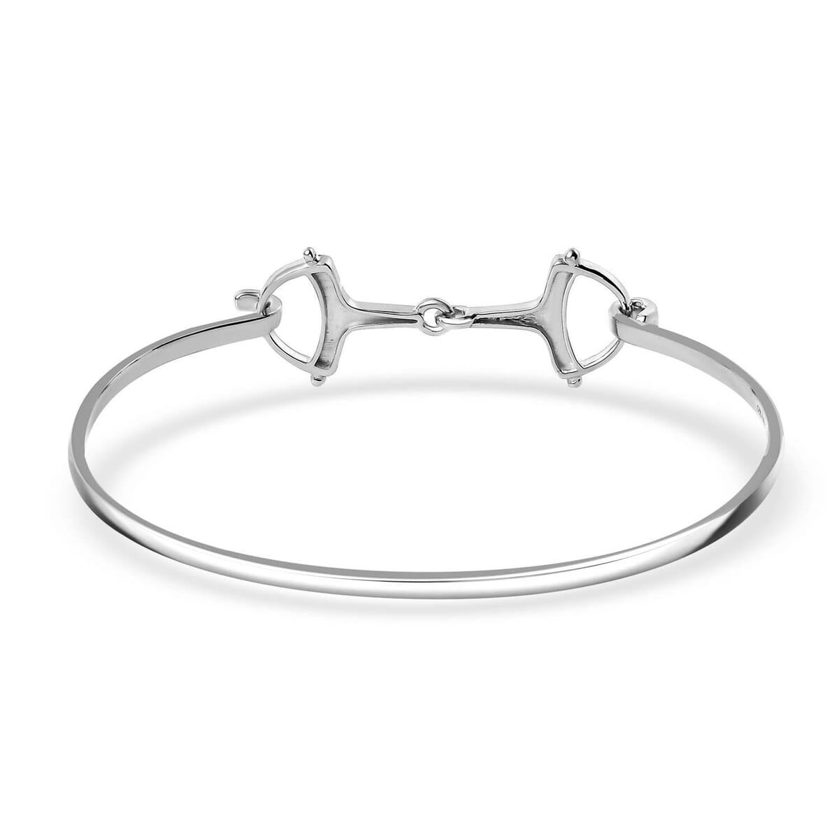 Snaffle Openable Bangle Bracelet in Rhodium Over Sterling Silver (7.25 In) 7.97 Grams image number 4