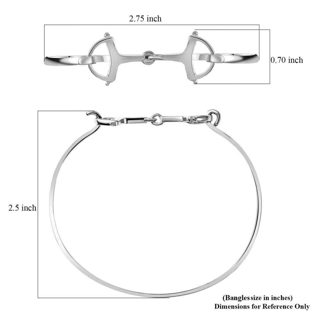 Snaffle Openable Bangle Bracelet in Rhodium Over Sterling Silver (7.25 In) 7.97 Grams image number 5