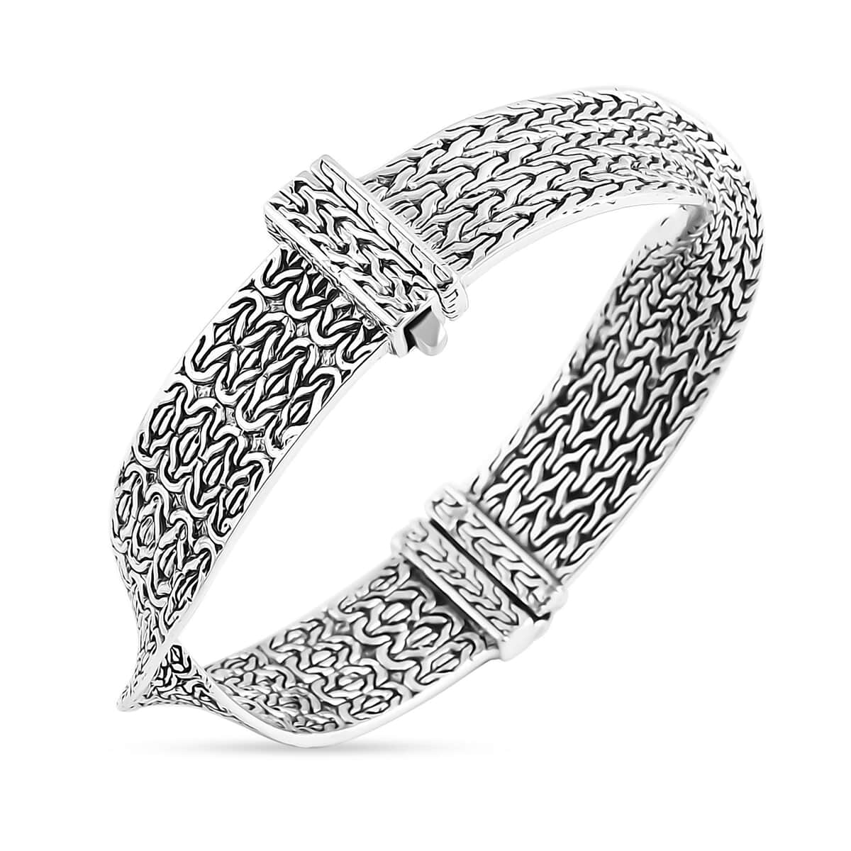 Bali Legacy Tulang Naga and Borobudur Twisted Bangle Bracelet in Sterling Silver (7.25 In) 45.50 Grams image number 3