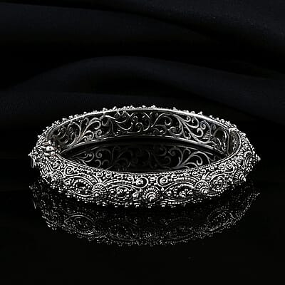 Bali Legacy Sterling Silver Filigree Bangle Bracelet (6.50 In) 35.61 Grams