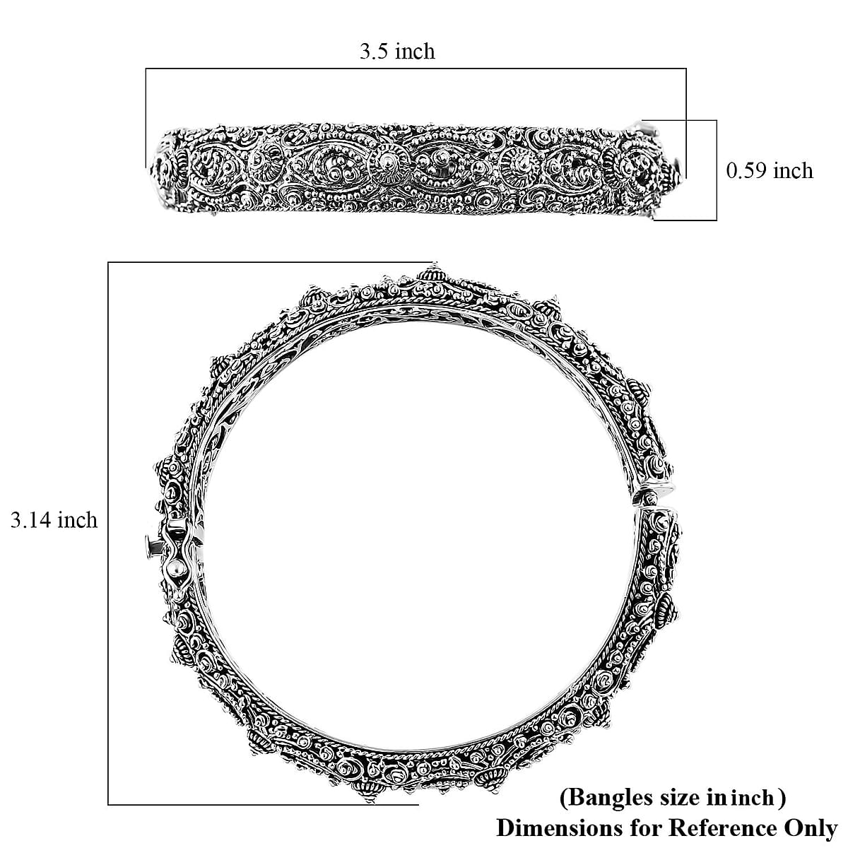 Bali Legacy Sterling Silver Filigree Bangle Bracelet (7.25 In) 38.62 Grams image number 5