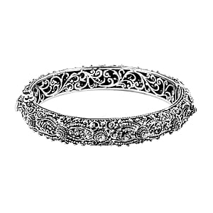 Bali Legacy Filigree Bangle Bracelet in Sterling Silver (8.00 In) 41.46 Grams