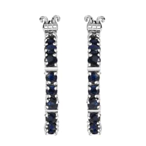 Karis Blue Sapphire 2.85 ctw Inside-out Hoop Earrings in Platinum Bond