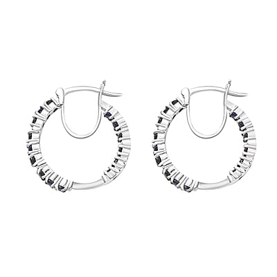 Karis Blue Sapphire 2.85 ctw Inside-out Hoop Earrings in Platinum Bond