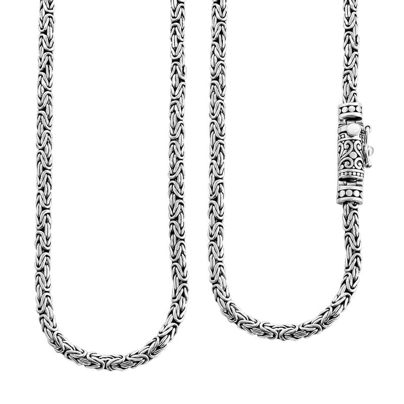 D'Joy Bali Legacy Oval Shape Borobudur Necklace in Sterling Silver 33 Grams 20 Inches