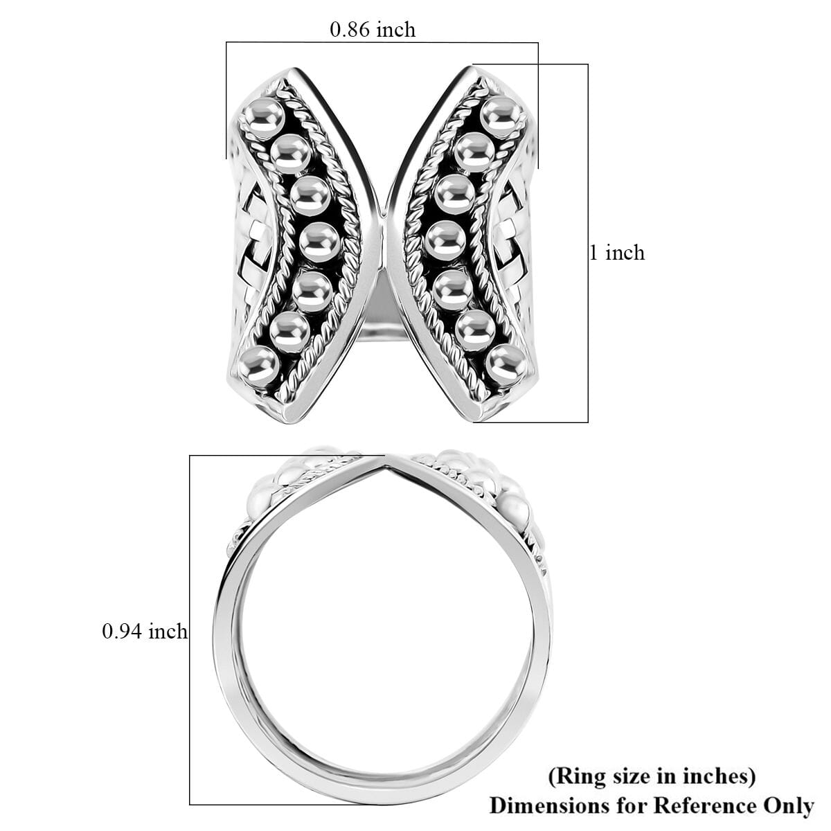 Bali Legacy Woven Beads Ring in Sterling Silver (Size 10.0) 7.75 Grams image number 5