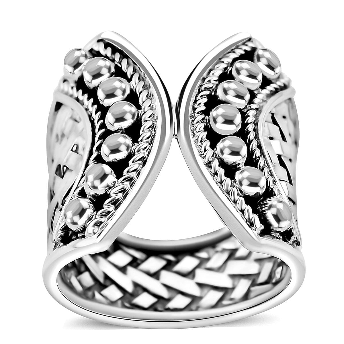 Bali Legacy Woven Beads Ring in Sterling Silver (Size 5.0) 7.75 Grams image number 0