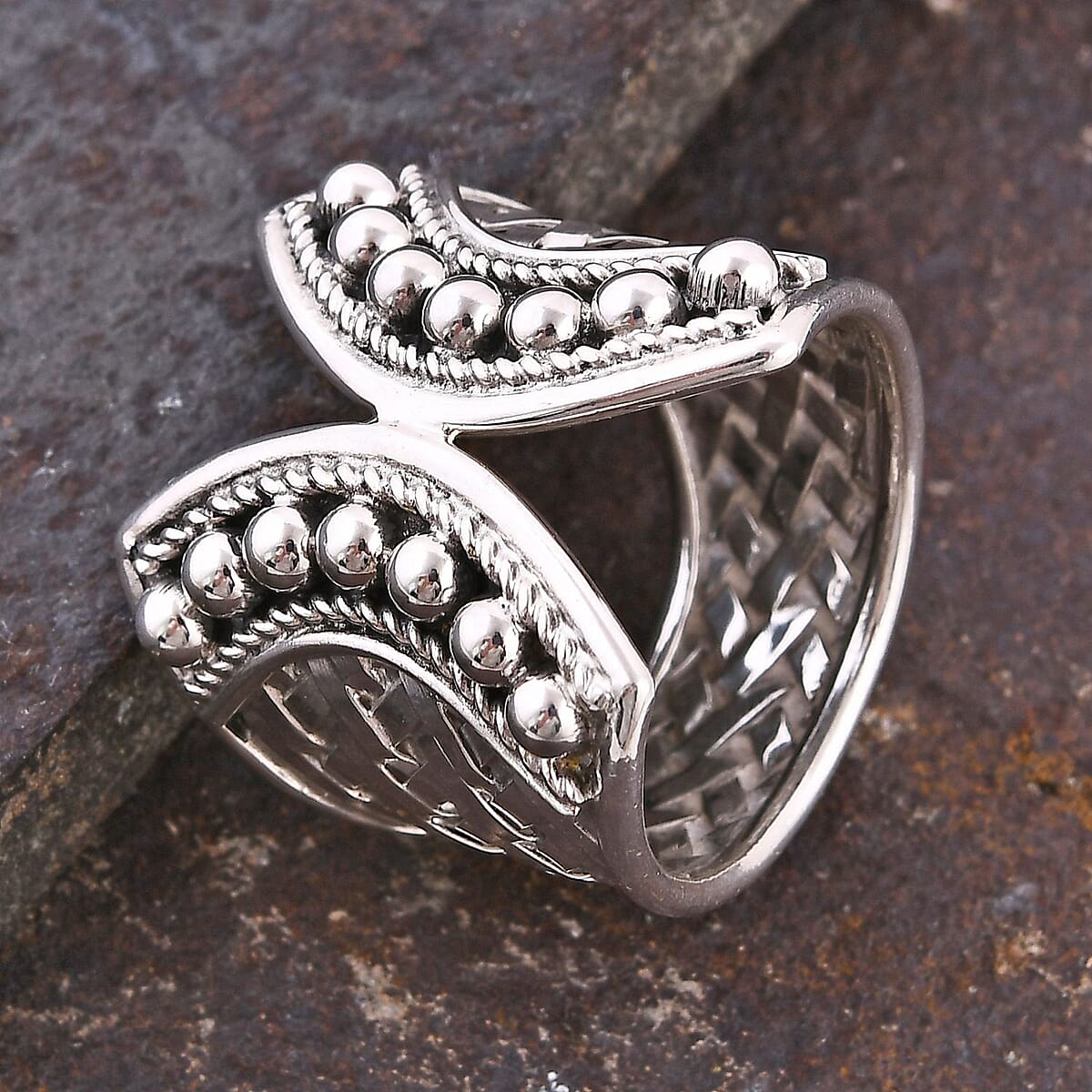 Bali Legacy Woven Beads Ring in Sterling Silver (Size 5.0) 7.75 Grams image number 1