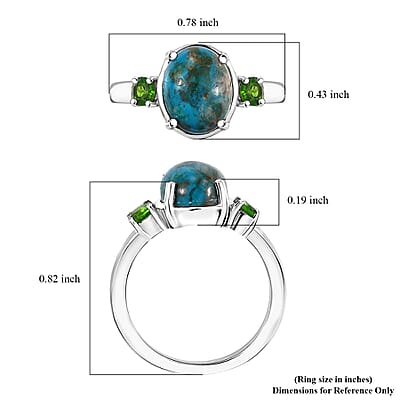 D'Joy Table Mountain Shadowkite and Chrome Diopside 2.35 ctw Statement Ring in Rhodium Over Sterling Silver (Size 10.0)