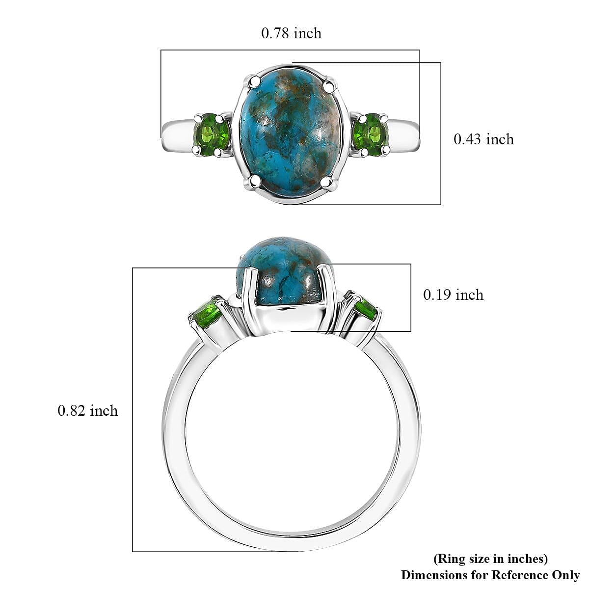 Table Mountain Shadowkite and Chrome Diopside 2.35 ctw Statement Ring in Rhodium Over Sterling Silver (Size 8.0) image number 5